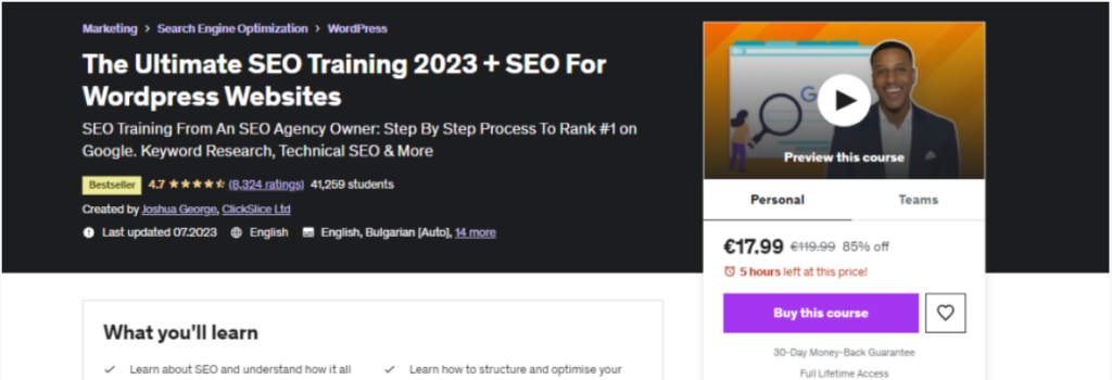 The Ultimate SEO Training 2023 + SEO For WordPress Websites by ClickSlice Ltd